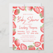 Strawberry Baby Shower Einladung | Erdbeere (Vorderseite)