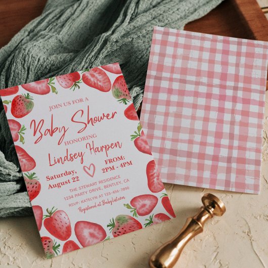 Strawberry Baby Shower Einladung | Erdbeere