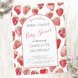 Strawberry Baby Shower Einladung Postkarte<br><div class="desc">Niedliche und moderne Wasserfarbe Erdbeere Beere süße Babydusche Einladung. Zurück bietet passenden Text und mehr Erdbeeren für eine zusätzliche Hilfe bei der Schnittfähigkeit. Passen Sie den Text an,  um Ihre Feier zu Anzug. Original Kunst von Nic Squirrell</div>