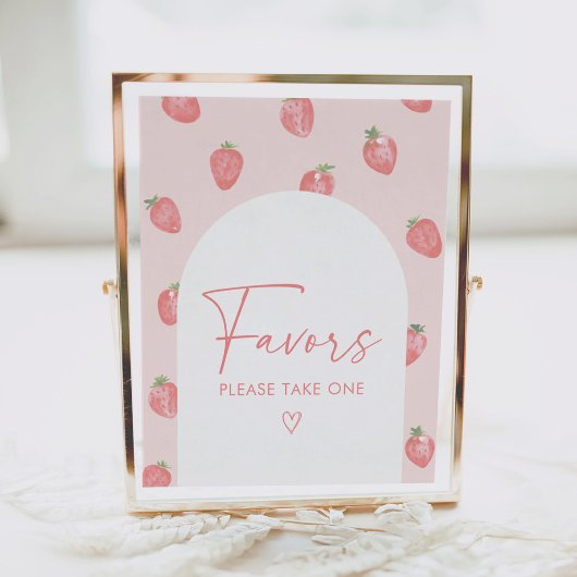 Strawberry Baby Shower Favors Sign Poster