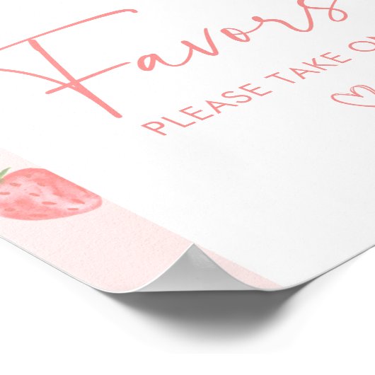 Strawberry Baby Shower Favors Sign Poster (Ecke)