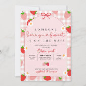Strawberry Baby Shower Invitation Template, Editab Einladung (Vorderseite)