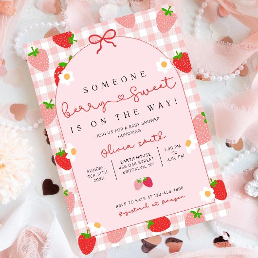 Strawberry Baby Shower Invitation Template, Editab Einladung