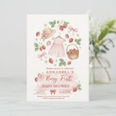 Strawberry baby shower Invite First Berry Sweet Einladung (Stehend Vorderseite)