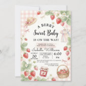 Strawberry baby shower Invite First Berry Sweet Einladung (Vorderseite)