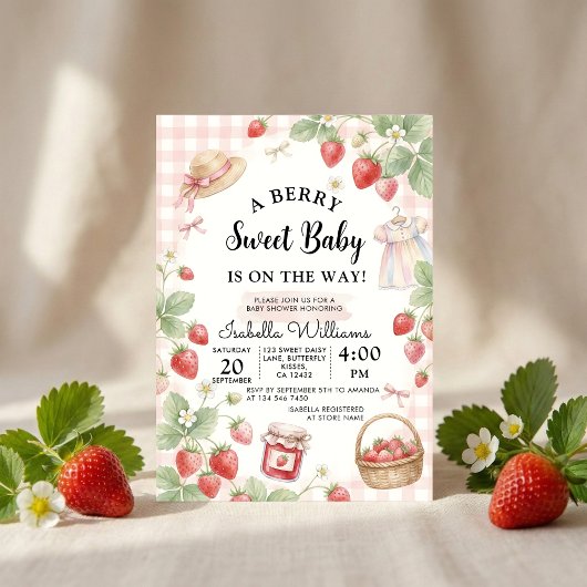 Strawberry baby shower Invite First Berry Sweet Einladung