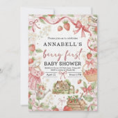 Strawberry baby shower Invite First Berry Sweet Einladung (Vorderseite)