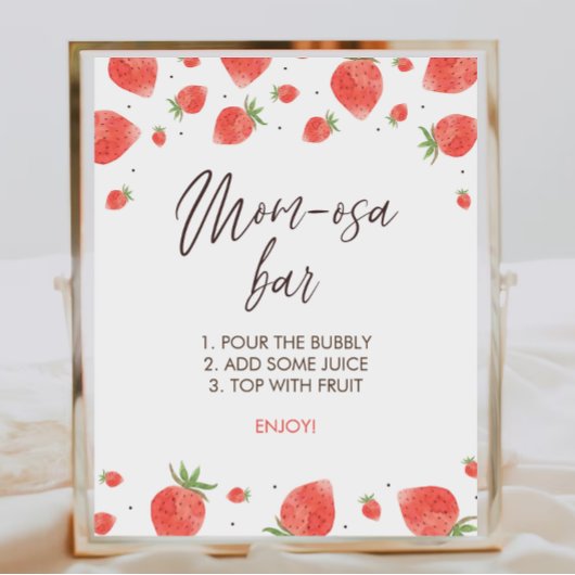 Strawberry Baby Shower Mama-osa Bar Sign Poster