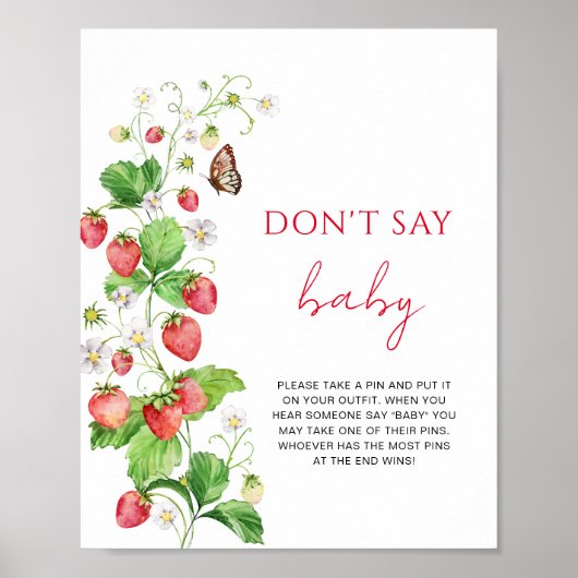 Strawberry Baby Shower Sag nicht Baby Poster (Vorne)