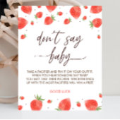 Strawberry Baby Shower Say Baby Game Sign Poster