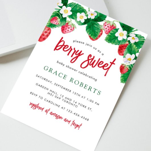 Strawberry Baby Shower Summer Berry Sweet Einladung