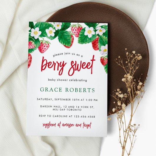 Strawberry Baby Shower Summer Berry Sweet Einladung