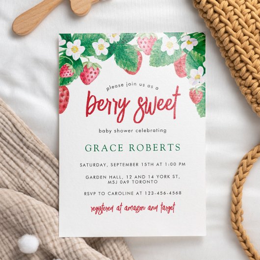 Strawberry Baby Shower Summer Berry Sweet Einladung