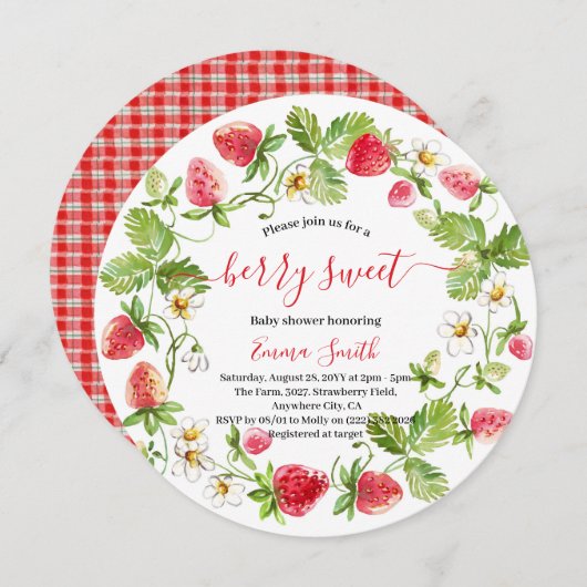Strawberry Baby Shower Summer Berry Sweet Einladung (Vorne/Hinten)