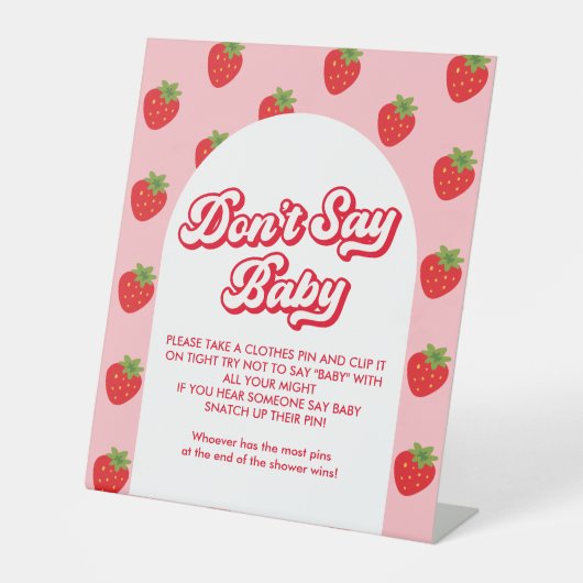 Strawberry Baby Shower Theme Say Baby Game nicht Sockelschild (Vorderseite)