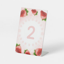 Strawberry Baby Shower Tischnummer Sockelschild