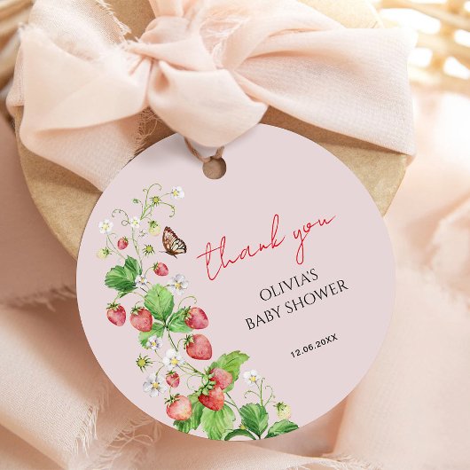 Strawberry Baby Shower Vielen Dank Geschenkanhänger