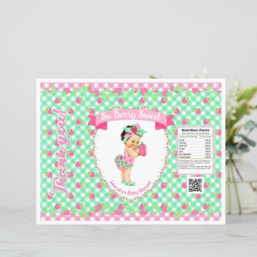 Strawberry Baby Theme Pink & Mint Gingham Chip Bag (Stehend Vorderseite)