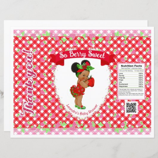 Strawberry Baby Theme Red Gingham Chip Bag (Vorne/Hinten)
