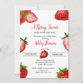 Strawberry-Babydusche | Berry Sweet baby Einladung (Vorderseite)