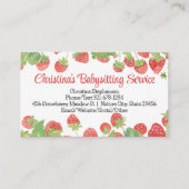 Strawberry Babysitter Daycare Childrens Preschool Visitenkarte (Vorderseite)