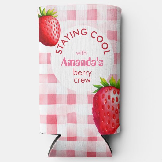 Strawberry Bachelorette Bleibe Coole Berry Crew Selters Dosenkühler (Vorderseite)