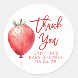 Strawberry Balloon Niedlicher Spaß Danke Runder Aufkleber
