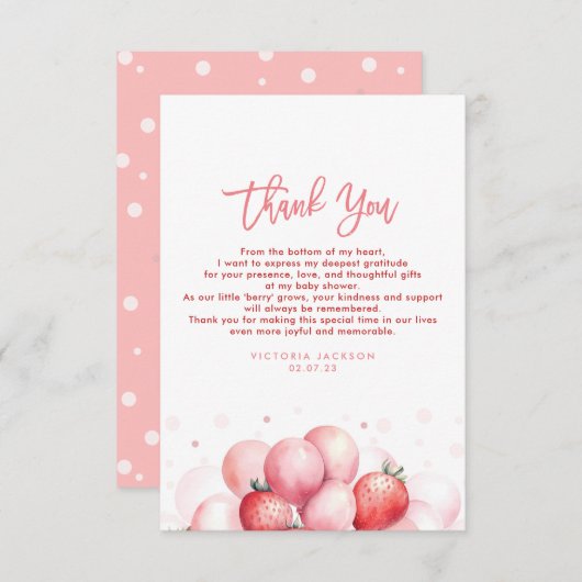 Strawberry Balloons Babydusche Klein Danke (Vorne/Hinten)