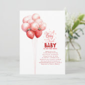 Strawberry Balloons Berry Sweet Baby Dusche Einladung (Stehend Vorderseite)