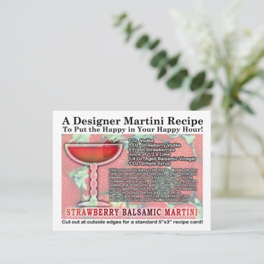 Strawberry Balsamic Martini Rezept Postkarte (Stehend Vorderseite)