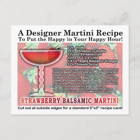 Strawberry Balsamic Martini Rezept Postkarte (Vorderseite)