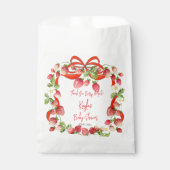 Strawberry Band Bogen Coquette Babydusche bevorzug Geschenktütchen (Vorderseite)