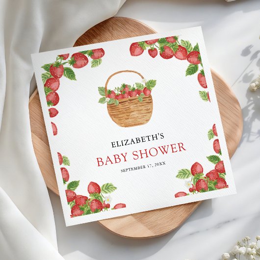 Strawberry Basket Berry Sweet Baby Dusche Serviette