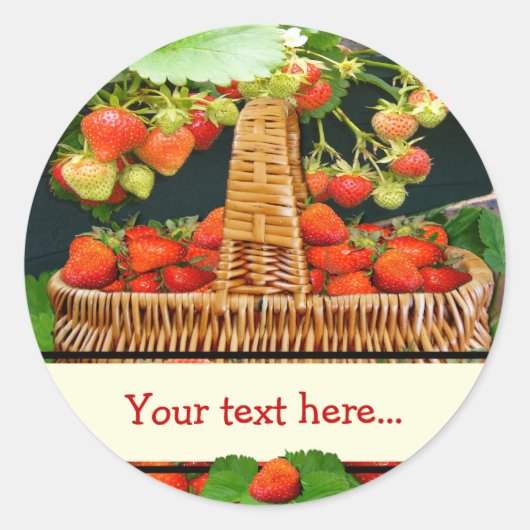 Strawberry Basket ~ Ihr Text rund Sticke Runder Aufkleber (Vorderseite)