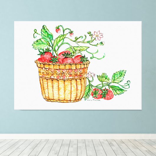 Strawberry Basket Leinwanddruck (Insitu (Holzboden))