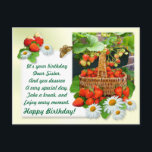 Strawberry Basket ~ Sister Birthday Postcard Postkarte<br><div class="desc">Eine wirklich juckende,  farbenfrohe und ungewöhnliche Geburtstagskarte für eine liebe Schwester oder jeden,  den Sie mögen,  ändern Sie einfach den Text und fügen Sie Ihre eigenen Grüße hinzu.</div>
