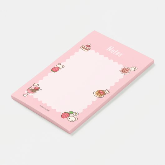 Strawberry Bear Notepad Nachspeisen Pink Niedlich Post-it Klebezettel (angewinkelt)