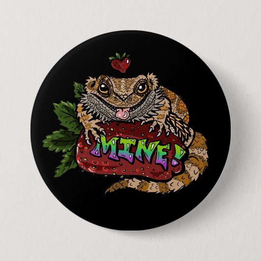 Strawberry Beardie Dragon "MINE!" Button (Vorderseite)