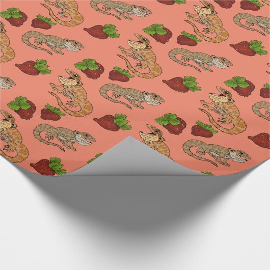 Strawberry Beardie Dragon "MINE!" Geschenkpapier (Ecke)