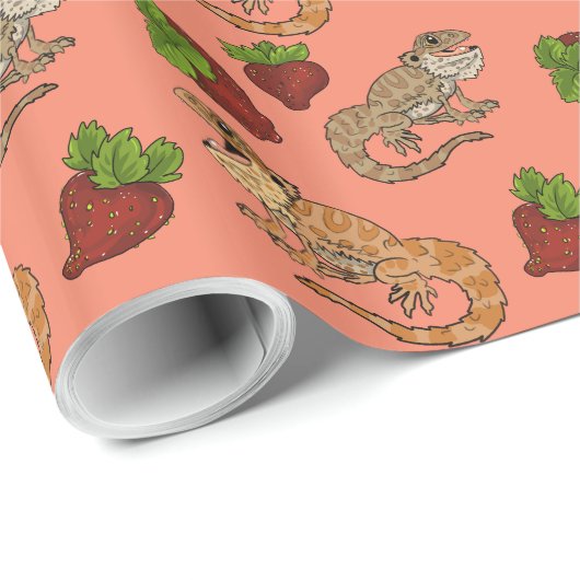 Strawberry Beardie Dragon "MINE!" Geschenkpapier (Rolleneckpunkt)
