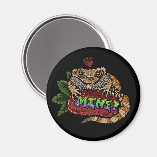 Strawberry Beardie Dragon "MINE!" Magnet (Vorderseite/Rückseite)