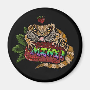 Strawberry Beardie Dragon "MINE!" Magnet