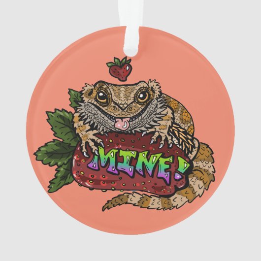 Strawberry Beardie Dragon "MINE!" Ornament (Rückseite)