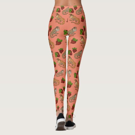 Strawberry Beardie Dragon Pattern Leggings (Rückseite)