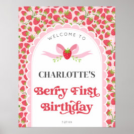 Strawberry Berry 1. Geburtstag 16x20 Willkommen Poster
