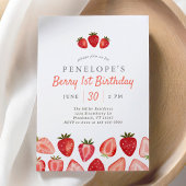 Strawberry Berry 1. Geburtstag Einladung