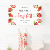Strawberry Berry 1. Girls Geburtstagsparty Banner (Insitu)