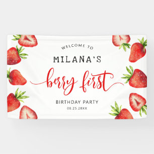 Strawberry Berry 1. Girls Geburtstagsparty Banner
