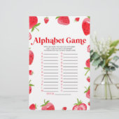 Strawberry Berry Alphabet Babydusche Spiel Briefpapier (Stehend Vorderseite)