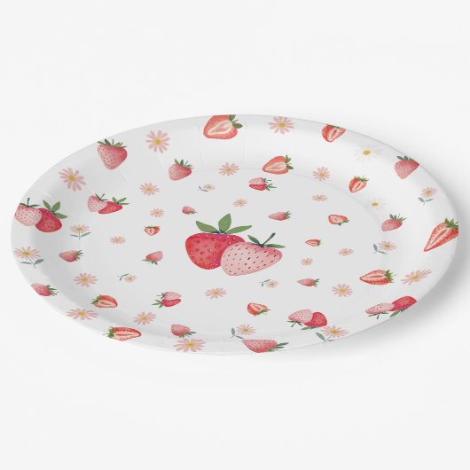 Strawberry Berry Birthday Pappteller (Schrägansicht)